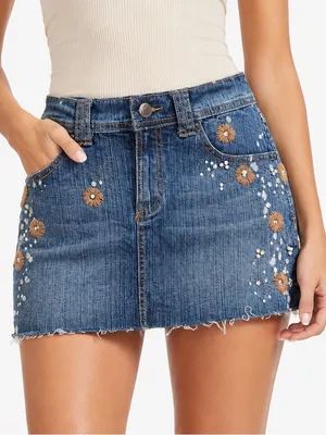 Bejeweled Denim Skirt Blue thumbnail 1