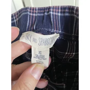 Sky and Sparrow Womens Pants Sz XS Navy Blue Plaid Twill‎ Tapered thumbnail 8