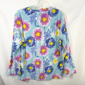 Mayfair Medium Pajama Set Floral Fleece Blue Pink Watercolor‎ Vivid NWT Gift 515 thumbnail 9