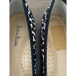 Neiman Marcus Metallic Toe Leopard Print Ballet Flats calf Hair size 8 flawed thumbnail 9