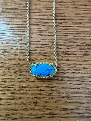 Kendra Scott Gold Chain Necklace with Turquoise Stone Pendant thumbnail 3