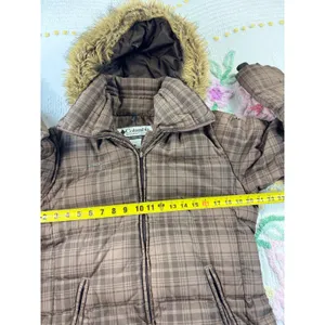 Columbia Womens Brown Plaid‎ Down Puffer Jacket Faux Fur Hood Size M thumbnail 3