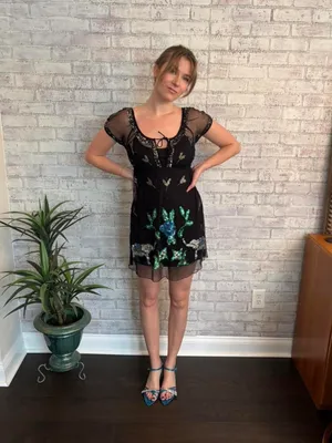 Free People Sheer and Sequin Mini Dress thumbnail 2