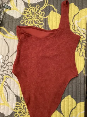 Primark One Shoulder Crinkle Rust Burnt Orange One Piece Bathing Suit XL thumbnail 1