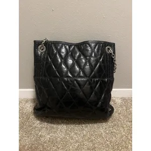 Vintage Coach Poppy Leather Slim Tote Bag‎ Sliding Chain Strap Purse Handbag Blk thumbnail 14