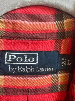 Polo by Ralph Lauren linen silk blend red Plaid Button-Down Shirt thumbnail 2