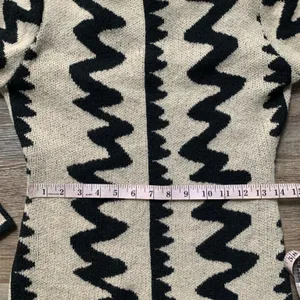 SHEIN Black & Cream Bodycon Knit Midi Dress M thumbnail 5