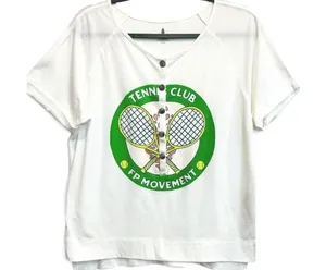 Free People FP Movement Inhale Henley Tennis Pickleball Graphic Tee Shirt XS‎ thumbnail 1