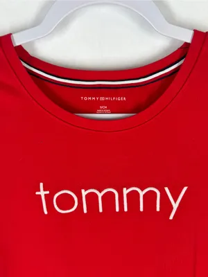Tommy‎ Hilfiger Red Logo T-Shirt Dress Women’s Small Side Stripe Stretch Mini thumbnail 2