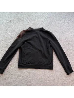 Burberry London Black Full Zip Sweatshirt Jacket Nova Check Trim Women's Medium thumbnail 2