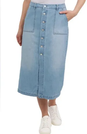 Wrangler Denim Button Front Midi Skirt Size 2 (Runs Large Fits More 4-6) thumbnail 1