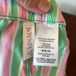 Pajama Shorts Pink Lime Green Striped Size M thumbnail 4