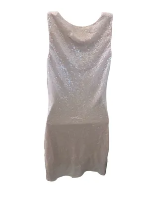 Club L London Cowl Neck Sequin Mini Dress Sleeveless Blush Pink 6 FLAWS thumbnail 10