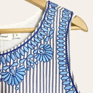 Vineyard Vines Floral Striped Embroidered Shift Dress Size 12 thumbnail 2