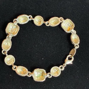 Vintage Avon Gothic Silver Tone Textured Bead Link Bracelet 7") thumbnail 7
