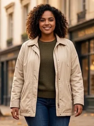 Orvis Dotti Mat Tan Beige Full Zip Utility Jacket Coat XL Fall Cottage Cabin thumbnail 1