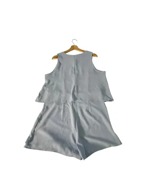Dokotoo Womens XL Blue Layered Romper Sleeveless Flowy Resort Summer thumbnail 5