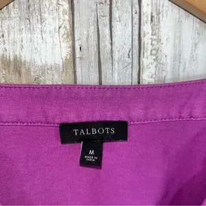Talbots Purple Embroidered Floral Split Neck Tee •Medium thumbnail 5