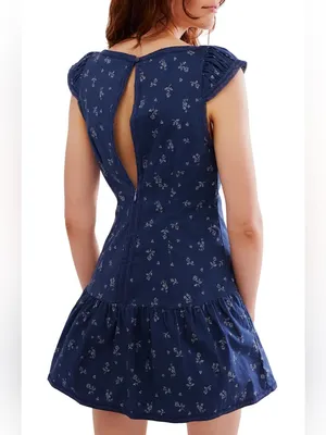 Free People Beasley Mini Dress in Navy Combo Floral thumbnail 2