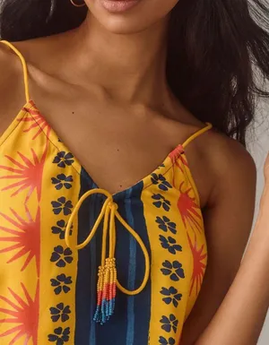 Farm Rio Sunshine Tie Neck Layered Romper, Size L thumbnail 3