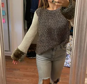 ZARA Knitted Sweater Top With Faux Fur Cuffs thumbnail 5
