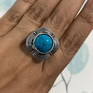 Silver and Turquoise Ring Size 10.25 thumbnail 5