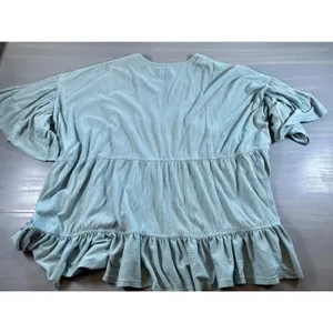 Free People Beach Mini Dress Bell Sleeve Ruffle Boho Cotton Womens Small thumbnail 5