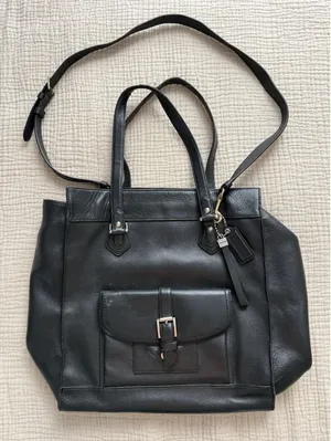 Coach Charlie Tote Bag Large Black Leather Shoulder‎ Handbag Purse thumbnail 1
