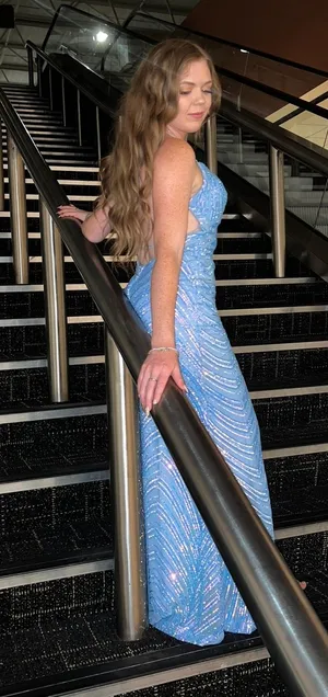 Windsor Light Blue Sparkly Prom Dress thumbnail 1