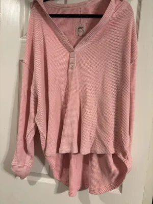 Aerie Pink Waffle Shirt thumbnail 2