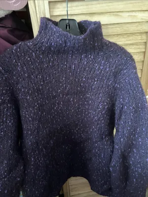 Ann Taylor Heavyweight Deep Purple Wool Blend Mock Turtleneck Sweater Medium thumbnail 1