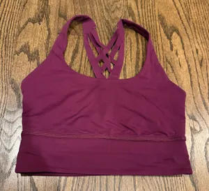 Lululemon Womens Mind Over Miles Longline Sports Bra Marvel Maroon Size 4 thumbnail 1