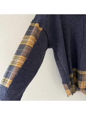 Oli & Hali Grunge Oversized Indie Sleeze Plaid Patchwork Thermal Blouse small thumbnail 10