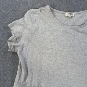 Umgee Short Sleeve Cut Off Tee Shirt Women's Large Linen Blend High Low Top thumbnail 2