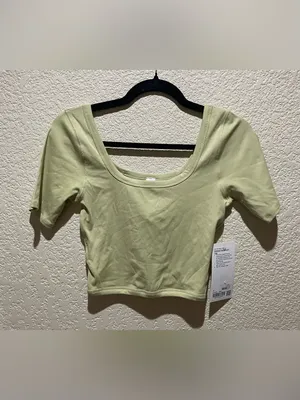 Lululemon NWT Ribbed Held Tight Short Sleeve Shirt Crop Top Green Size 6 thumbnail 3