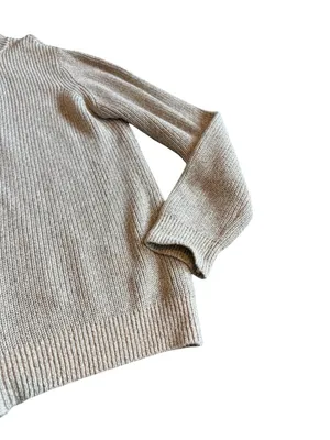 L.L. Bean Zip-Down Cardigan Sweater Ribbed Stretch Light Grey Size Large Women's thumbnail 5
