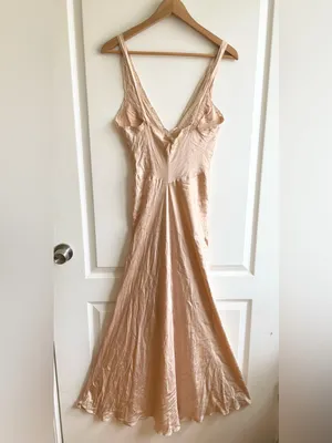 Vintage 100% Silk Lace Up Dress Pink Made In France Victorian Renaissance thumbnail 2