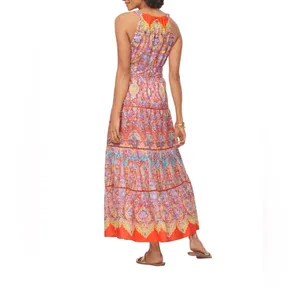 NEW Talbots Tiered Halter Maxi Dress - Medallion Print Size 6 thumbnail 3