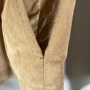 A.M.I. Leather Jacket Tan Brown Suede Button Up Womens Medium Career‎ thumbnail 5
