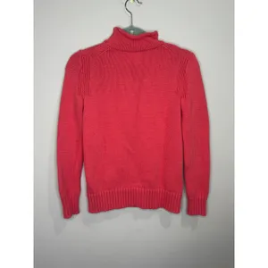 J Crew Always XXS Pink Roll Neck Oarsman Fisherman Knit Sweater Cotton Bl Cozy thumbnail 2