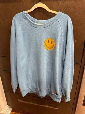 Aviator Nation Smiley 2 Relaxed Sweatshirt in Ocean blue women's xxl thumbnail 1