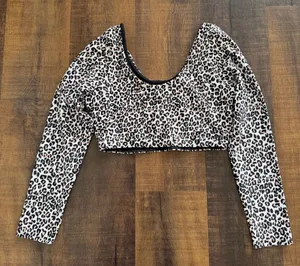 Albion Fit Leopard Bella Crop Long Sleeve Swim Top Size M thumbnail 1