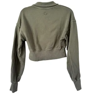 Aerie Offline Army Green Cropped 1/4 Zip Pullover Sweatshirt Women’s Size Medium thumbnail 3