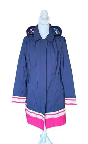 Chicos Pleated Rain Coat Jacket Striped Hem Sailboat Interior Womens Size 0 XS thumbnail 1
