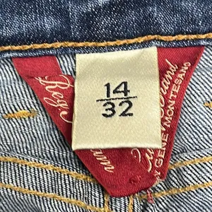 Lucky Brand Medium Blue Distressed 5- Pocket Mid-Rise Flare Jeans-Size 32/14 thumbnail 12