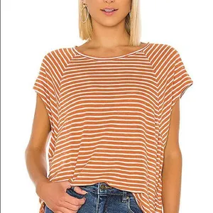 NWT Free People Halo Stripe Tee in Copper thumbnail 3