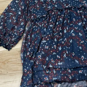 Urban Outfitters Long Sleeve Print Metallic Chiffon Lined Dress Women’s Large thumbnail 4
