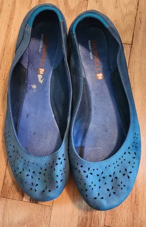 Merrell Tahoe Ballet Flats Leather Comfort‎ Shoes Blue Laser Cutout 9.5 thumbnail 1