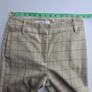 Mango MNG‎ Casual Tan Windowpane Check Wide Leg Trousers High Rise Cuffed Size 4 thumbnail 5