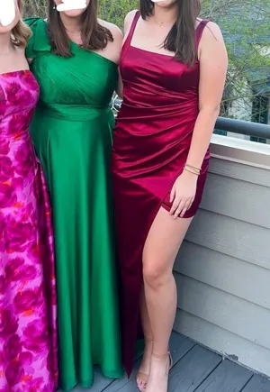 Windsor Callie High Slit Satin Formal Dress thumbnail 5